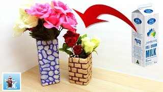 How to Make Flower Vase from Milk Container Easy Art and Craft Ideas [upl. by Nanahs]