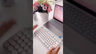 Retro Typewriter style ergonomic 24G Wireless Keyboard For Home Office  LaptopPC fancy product [upl. by Barbi]