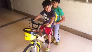 Brothers Playing With New Bicycle Kids Funny Video Children Playing Outside by JeannetChannel [upl. by Aronoff]