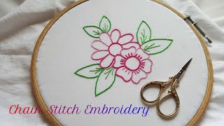 Chain stitch embroidery  Hand embroidery [upl. by Osborn]