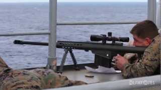 USMC Scout Snipers vs small boat Barrett M107 50 BMG Rifles [upl. by Madra]