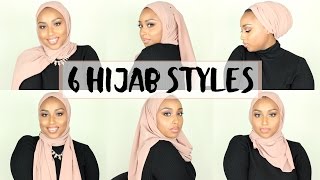 6 SIMPLE HIJAB STYLES USING 1 SCARF  Aysha Abdul [upl. by Lilac767]