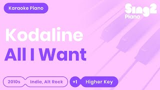 Kodaline  All I Want Higher Key Karaoke Piano [upl. by Corrie947]