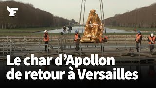 Le char dApollon retrouve sa place à Versailles après des mois de restauration [upl. by Nehcterg]