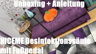 Desinfektionssäule mit Fußpedal Desinfektionsspender Desinfektionsmittelspender Unboxing  Anleitung [upl. by Mahsih]