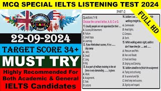 MCQ Special IELTS Exam Listening Test With Answers 2024  22092024 [upl. by Jillane]