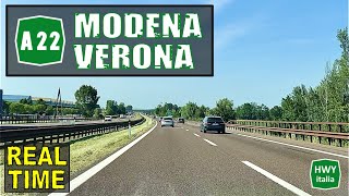 MODENA  VERONA  Autostrada del Brennero A22  REAL TIME [upl. by Yrakcaz]