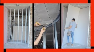 🔥 Cómo Hacer una Pared Curva de Drywall con Perfiles de 70 mm 🤜 pladur [upl. by Yerocal767]