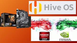 Z390 UD Gygabyte  Minando  Mining  AMD amp NVIDIA  HiveOs lolminer  lhr unlock 100 [upl. by Ellenij]