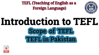 TEFL  Scope of TEFL [upl. by Boniface]