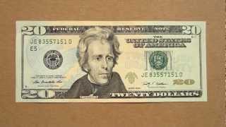 20 US Dollars Banknote Twenty US Dollars  2009 Obverse and Reverse [upl. by Eniawd750]