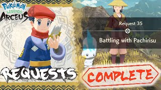 Pokemon Legends Arceus Request 35 Walkthrough quotBattling With Pachirasuquot How To Unlock amp Guide [upl. by Iharas]