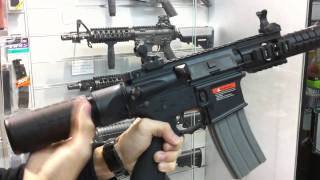 Airsoftwar4com  APS ASR106 Mini Patriot Style M4 DEMO [upl. by Sou]