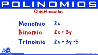 Clasificación de las expresiones algebraicas  Monomio Binomio Trinomio [upl. by Airtemed]