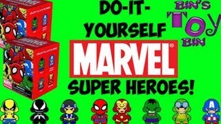 Do It Yourself Marvel Super Heroes Munnyworld Vinyl Figures Kidrobot Blind Boxes by Bins Toy Bin [upl. by Matthia]