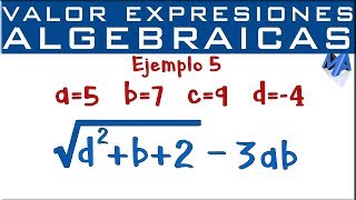 Valor numérico de expresiones algebraicas  Ejemplo 5 [upl. by Nyleek803]