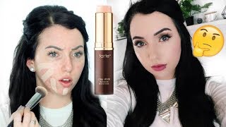 NEW TARTE CLAY STICK FOUNDATION AcneOily Skin First Impression ReviewDemo [upl. by Arik]