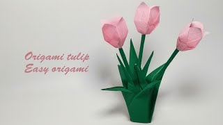 How to Make an Easy Origami Tulip Step by Step  Origami with Josie [upl. by Vinaya635]