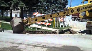 Landmark Contracters Gradall XL4100 digging for curb to be replaced [upl. by Kinson53]