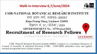 CSIR NBRI Jobs Recruitment Project Associate SRF JRF Lucknow india career t20 [upl. by Lannie]