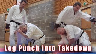 Practical Kata Bunkai Leg Punch into Takedown [upl. by Trebliw473]