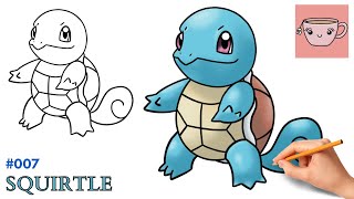 How To Draw Squirtle  Pokemon 007  Cute Easy Step By Step Drawing Tutorial [upl. by Asirrom563]