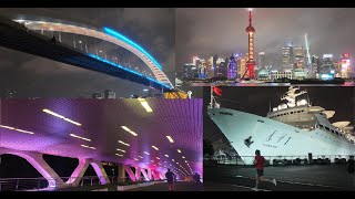 4k virtual run 75min night West bund to bund上海光影节夜幕中西岸梦中心到外滩4K上海跑步路线 跑步机风景 241007 徐汇滨江 陆家嘴 苏州河 vlog [upl. by Airdnassac]