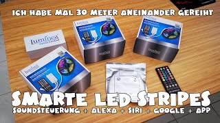 Luminea Smarte LED Strips Sprach und Soundsteuerung [upl. by Airdnekal]