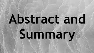 Abstract and Summary [upl. by Blondell]