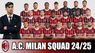 AC MILAN SQUAD FOR 202425 SEASON UNDER PAULO FONSECA  SERIE A [upl. by Ramyar]