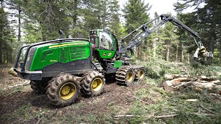 ABATTAGE FORESTIER en France  100 JOHN DEERE  PORTEUR amp ABATTEUSE  ALLIANCE [upl. by Ahsoyek]