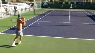 Filip Krajinovic Practice 2015 BNP Paribas Open Indian Wells [upl. by Mascia]