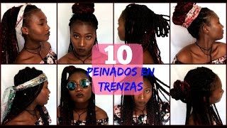 10 PEINADOS FÁCILES PARA TRENZAS AFRICANAS ♥  Yudis [upl. by Tenrag]