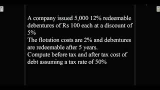 Cost of Redeemable debentures  Text book credits Financial Management Dr A Murthy [upl. by Anrehs]