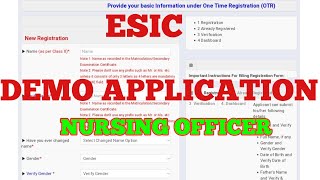 ESIC DEMO APPLICATION தமிழ்HOW TO FILL ONLINE APPLICATION ESIC NURSING OFFICER [upl. by Llerrut]