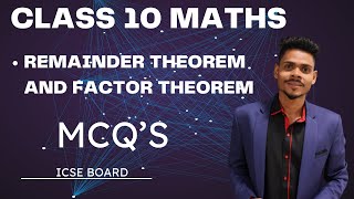 CLASS 10 MATHSREMAINDER THEOREM AND FACTOR THEOREMMCQ [upl. by Iroak]