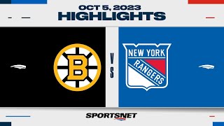 NHL PreSeason Highlights  Bruins vs Rangers  October 5 2023 [upl. by Sheff70]