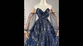 Veaul Latest Sparkly Starry Sky Navy Blue Prom Dresses 2023 [upl. by Notniuqal]