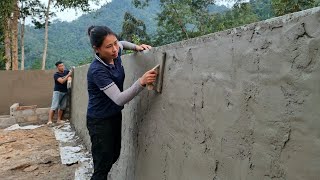 Process of completing pond banks and plastering cement walls on pond banks  Dang Thi Mui [upl. by Datha]