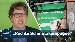 PLAKATKAMPAGNE GEGEN GRÜNE Geschäftsführer Michael Kellner nennt Plakate quotRechte Schmutzkampagnequot [upl. by Elletsirhc]