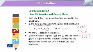 Optimization Cost Minimization with Several Plant  Microeconomic Analysis  ECO614Topic183 [upl. by Eirelam]