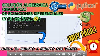 🐍 Resolver Ecuaciones Diferenciales Algebraica Simbólica  Graficar la solución  Sympy  Lambdify [upl. by Eninotna]