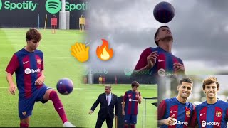 🔥 Joao Felix and Joao Cancelo show their skills in Barcelona presentation at Ciutat Esportiva Joan [upl. by Casanova]