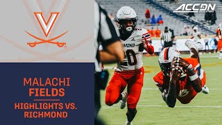 Virginia WR Malachi Fields Highlights vs Richmond [upl. by Adnerb]