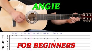 ANGIE  Easy guitar melody lesson for BEGINNERS with tabs  The Rolling Stones [upl. by Lorianna]