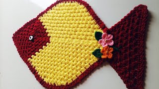 crochet table mat sousplat placemats table runner thalposh rumal crochet fish [upl. by Darrell]