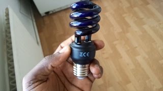 Vellemans 15W black light bulb review lumière noire [upl. by Htebzil500]