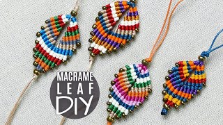 Multicolored Macrame Leaf DIY Bracelet Keychain Earrings [upl. by Mikel648]