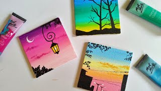 3 Paintings for beginners  3 mini canvas paintings part 21  aesthetic paintings [upl. by Jeremy963]