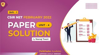 Unit  4  CSIR NET Life Science Question Paper Solved February  2022 Shift 1  Pathfinder Academy [upl. by Dionysus]